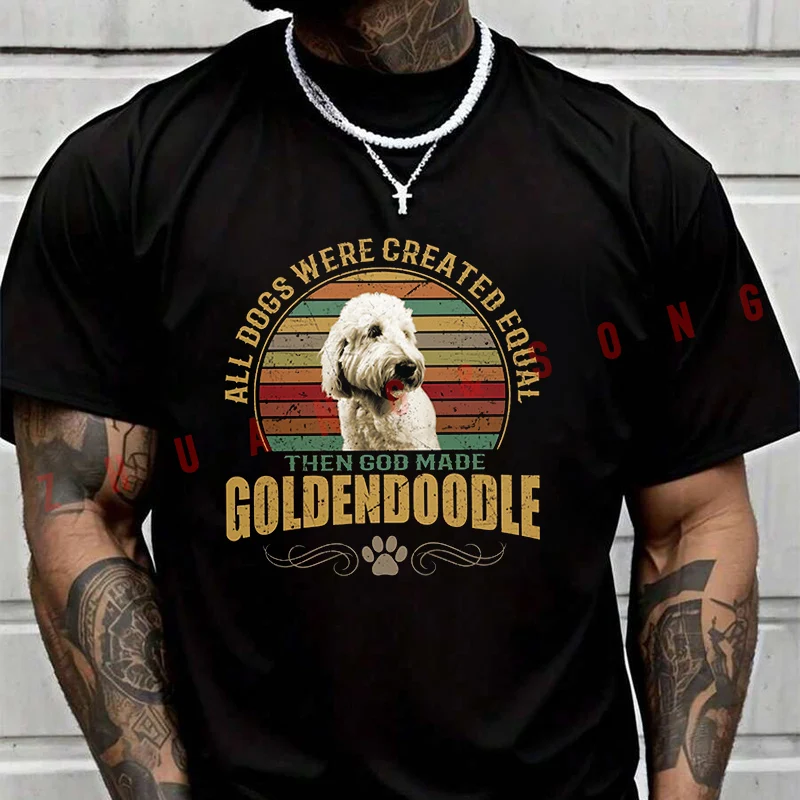 

Мужская одежда: Новая футболка с принтом Golden Doodle Dog, быстросохнущая, однотонная белая, летняя повседневная футболка 2026