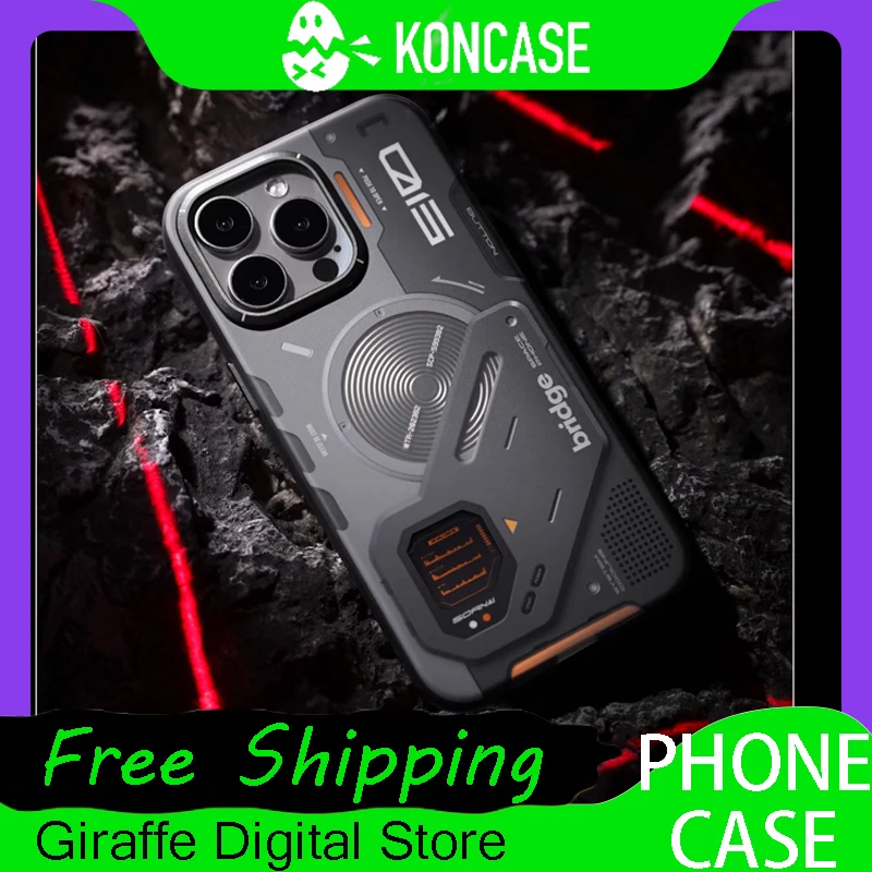 

KONCASE Phone Case Magnetic charging Metal independent button Three-dimensional coil For iPhone 14 Pro Max iPhone 15 ProMax Gift