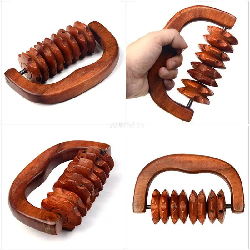 1pc Handheld Leg Massager Muscle Relaxer Rosewood Massage Roller Foot Massager Multi-Purpose Fitness Roller Hand Massage Tool