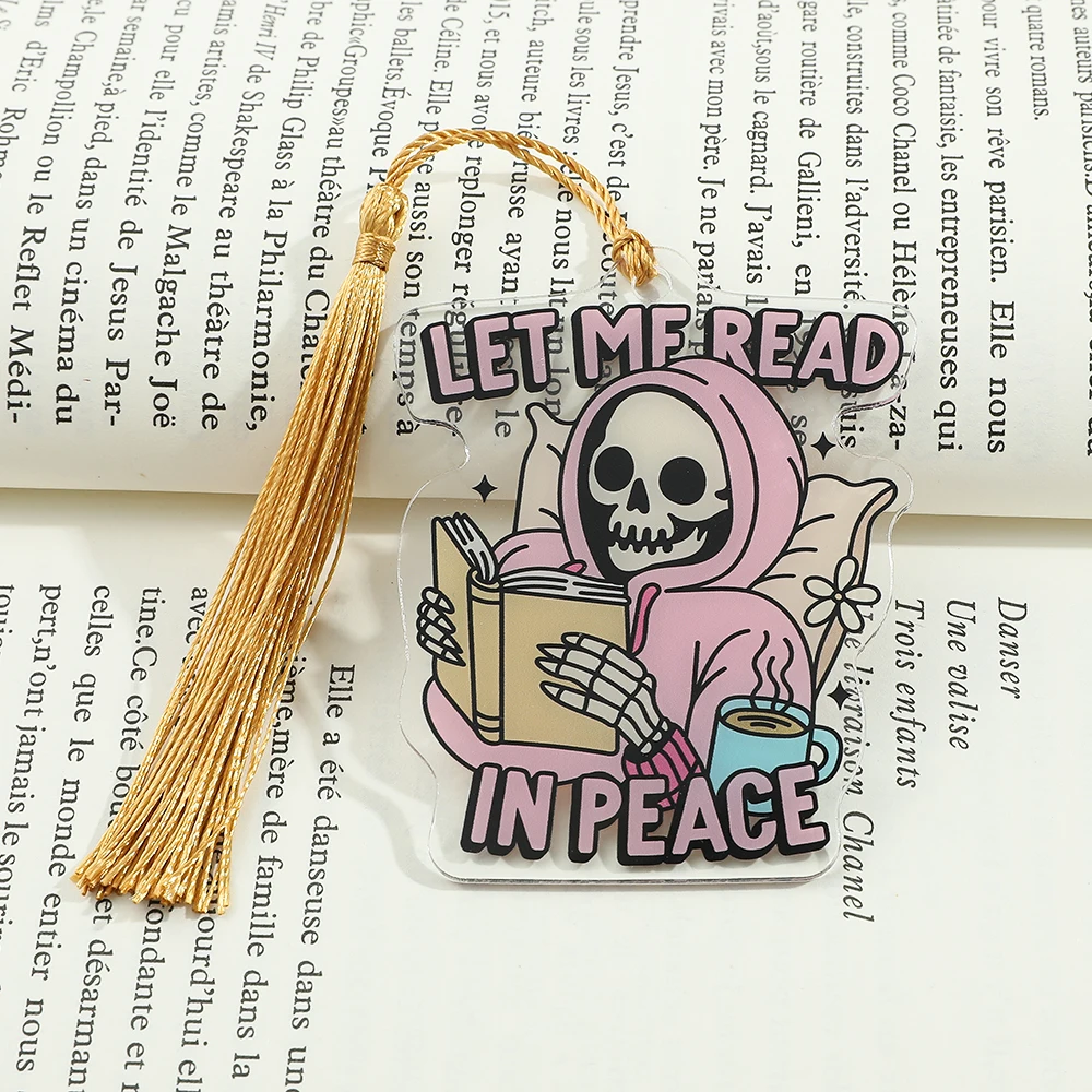 1pc Funny Skull Book Marks Reading Markers Acrylic Bookmarks Friends Girls Teachers Kids Stationery School Supplies