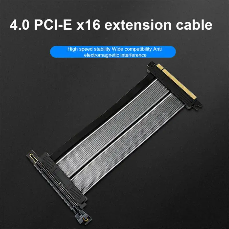 PCIE 4.0 16x Graphics Card Extension Cable Ultra High Speed PCI Express Port GPU Expansion Card Right Angle Flat Angle Connector