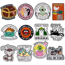Aniamls Quotation Enamel Pin Metal Cartoon Brooch Backpack Hat Bag Collar Lapel Badges Men Women Fashion Jewelry Collection Gift