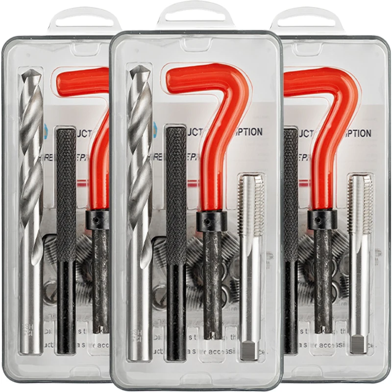 

Восстановление поврежденной резьбы Спиральная дрель Гаечный ключ Спиральная дрель Инструменты для ремонта метрической резьбы Набор резьбовых вставок из нержавеющей стали