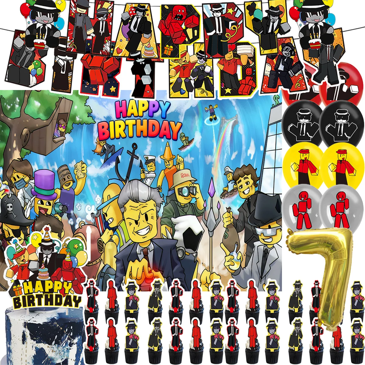 

Game&Chance Birthday Party Supplies Decoration Forsakenes-Cartoon Balloon Banner Backdrop Cupcake Topper Kid Baby Gift Supplies