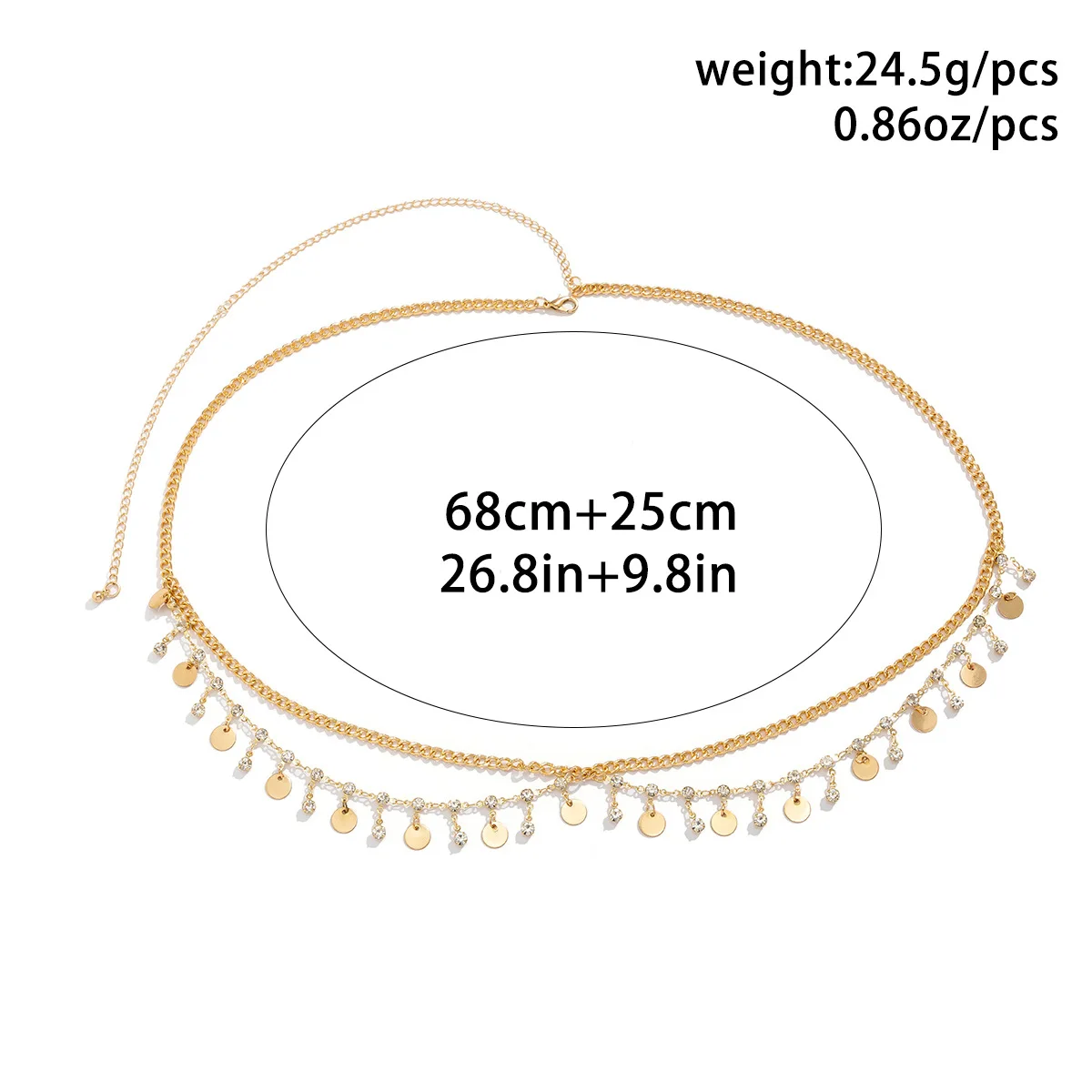 Estrela Strass Borla Cintura Correntes para Mulheres, Cor Dourada Corrente da Barriga, Cintura Indiana, Acessórios para Jóias do Corpo, Nova Moda, 2024