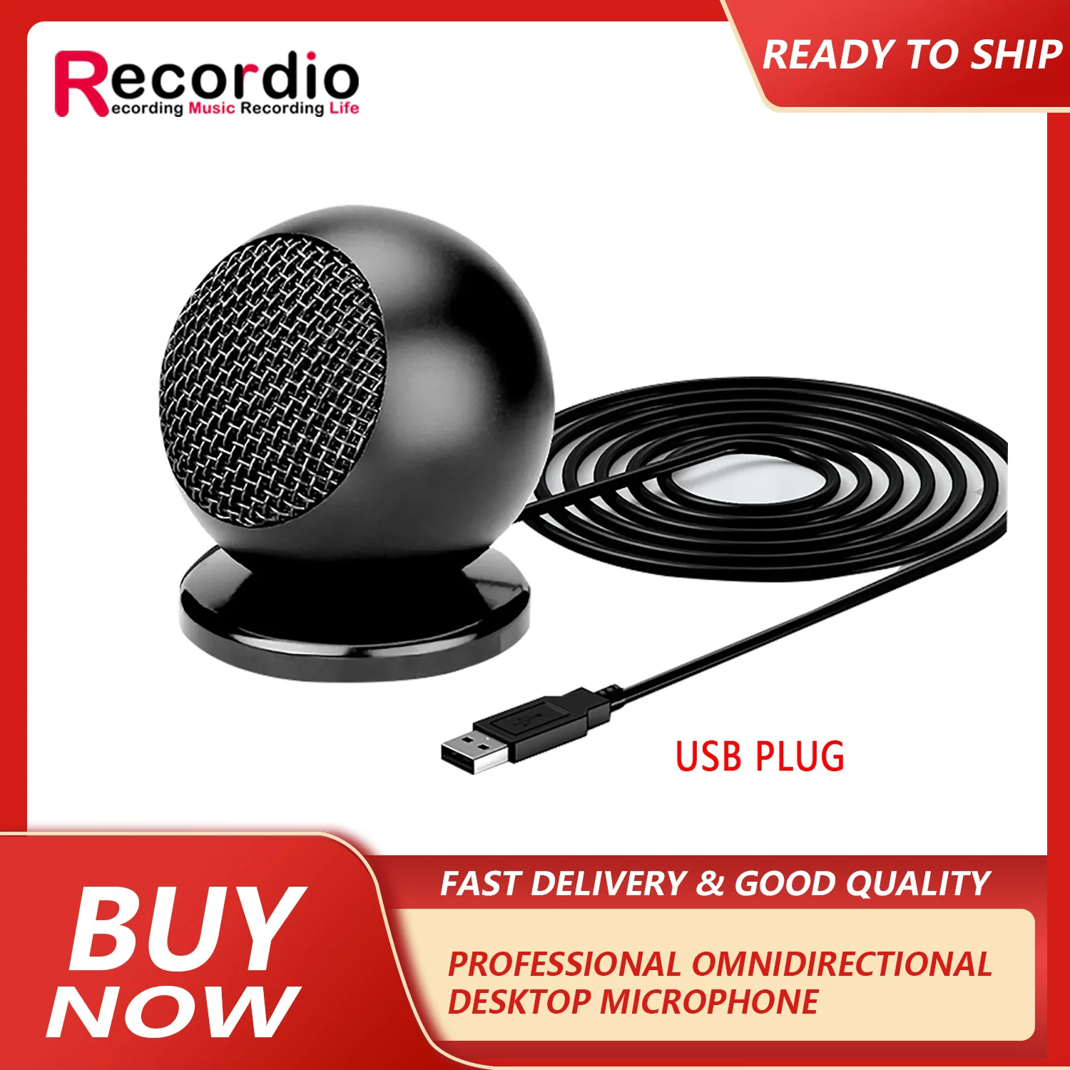 GAM-UM06 Home Omnidirectional USB Microphone Computer Game Live Recording 360° Desktop Microphone