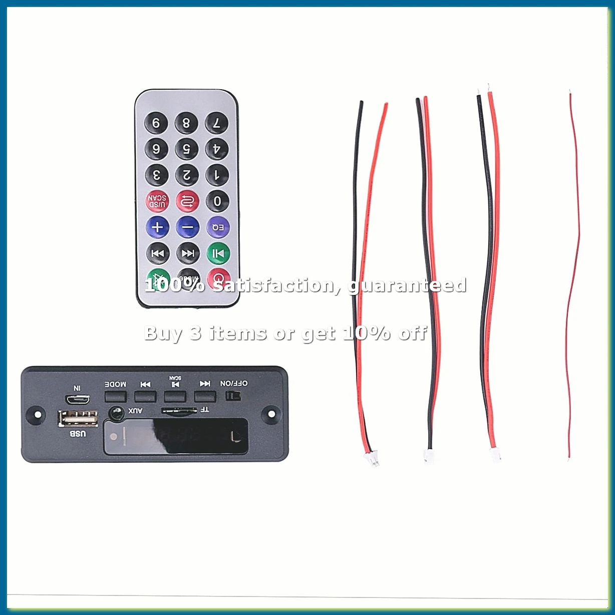 Placa Decodificadora MP3 Bluetooth 12V 50W Amplificador DIY Módulo de Áudio Digital Doméstico USB para Caixa de Som Viva-Voz Preto-DTB3