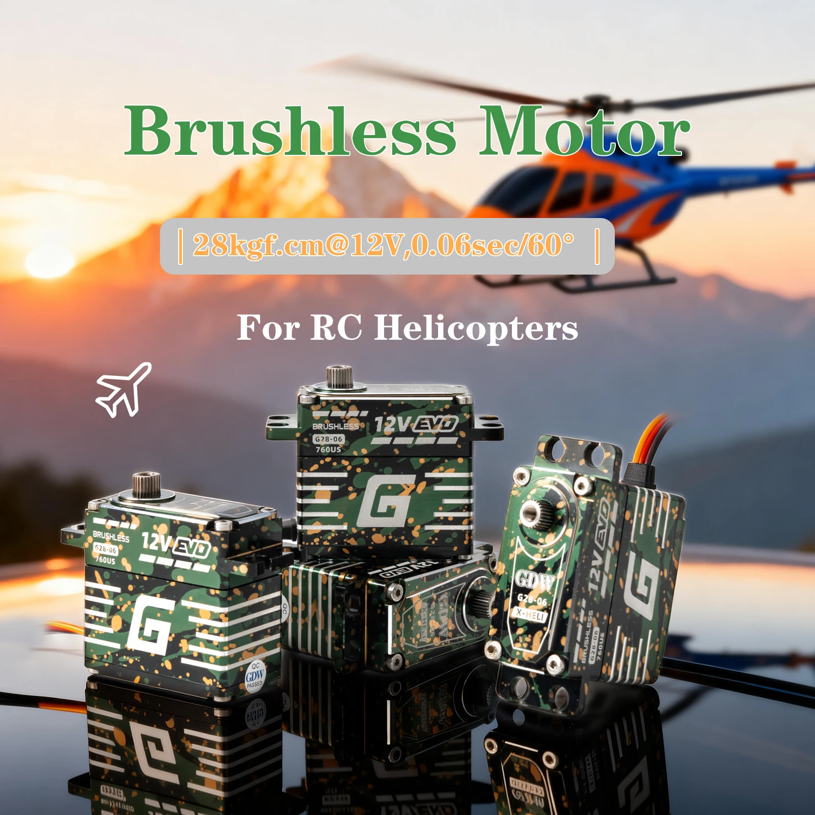 G28 28KG Torque 12V High-Performance High-Speed Brushless Standard Digital Narrow-Band Servo Kit for Professional RC Helicopter
