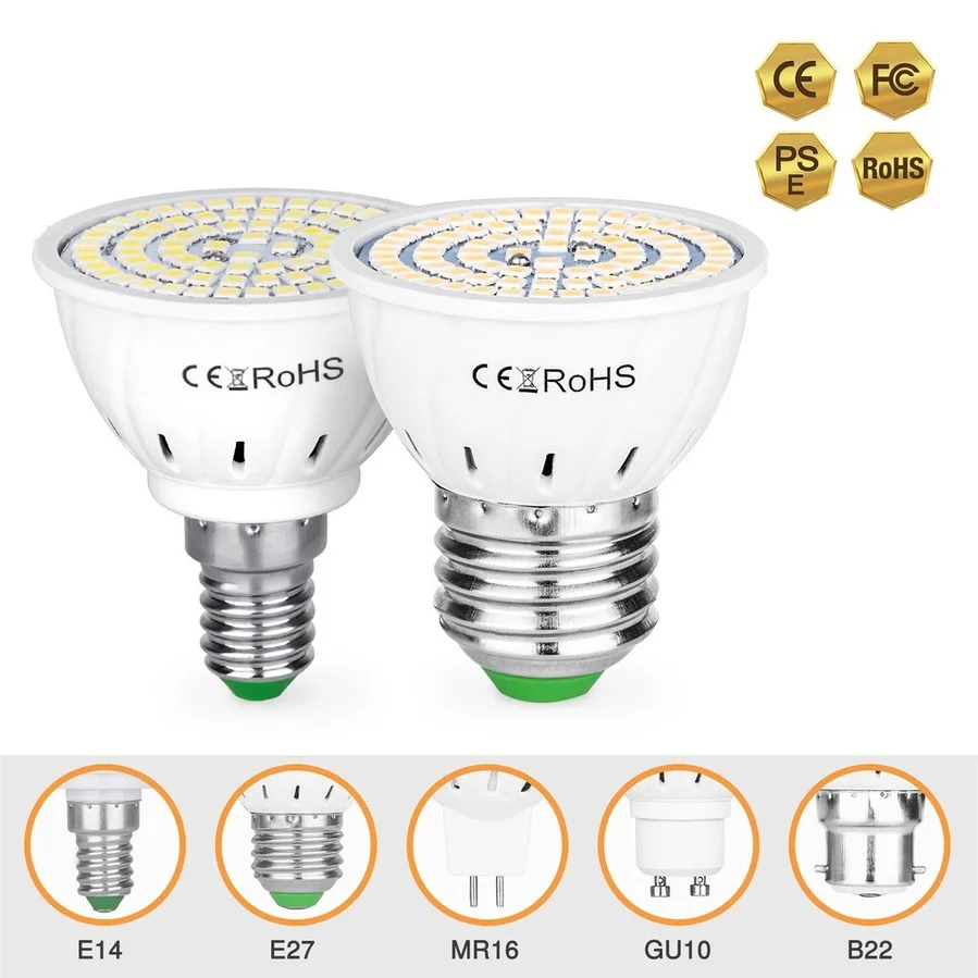 LED GU10 E27 lampa E14 reflektor żarówka 48 60 80 diody led lampora 220V GU 10 bombillas LED MR16 gu5.3 Lampada światło punktowe B22 5W 7W 9W