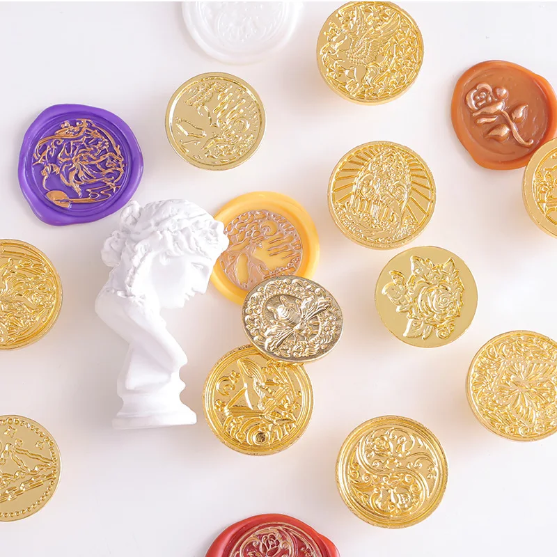 3D Metal Wax Seal Stamp Retro Snow Heart Seal Wax Stamp Replace Head Flowers Leaf Decorate Gift DIY Seal Tool view 3