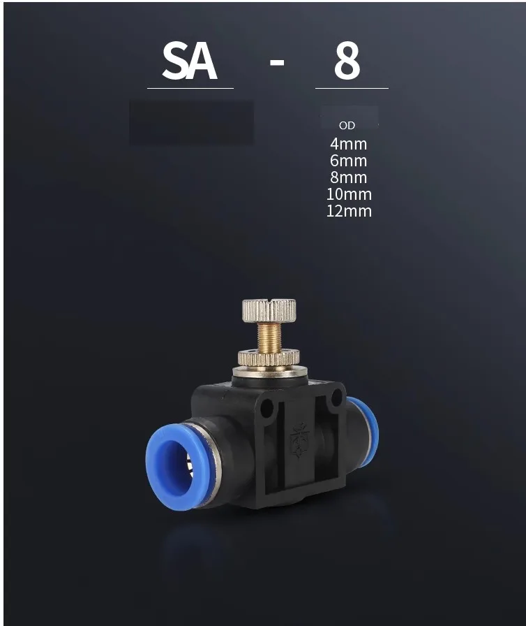 10 pieces of SA air pipe joint pipeline throttle valve SA4 6 8 10 12 speed regulation flow through valve