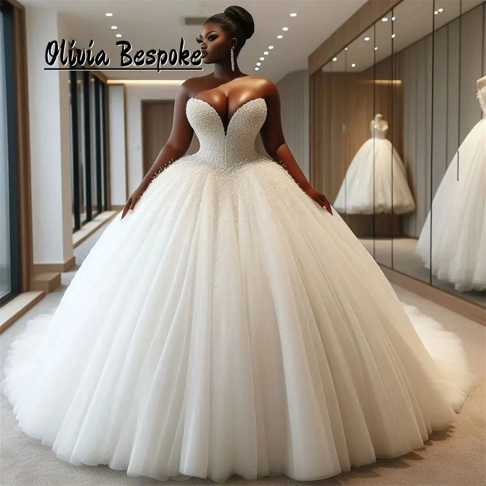 

Gorgeous Aso Ebi Wedding Gowns For Women 2025 Bride Luxury Beads Crystal Sweetheart African Engagement Ball Gown Customized