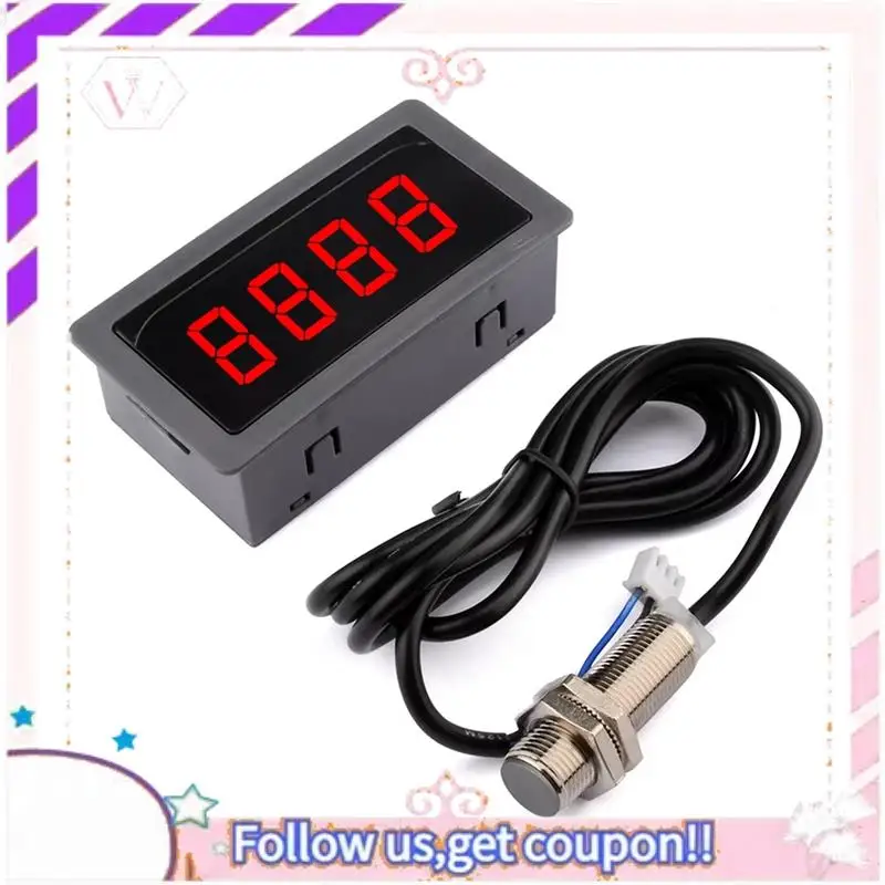 

Простой в использовании тахометр 9999 об/мин, цифровой светодиодный счетчик, измеритель скорости постоянного тока 8-24 В с магнитным датчиком Холла NPN 5 В, переключатель