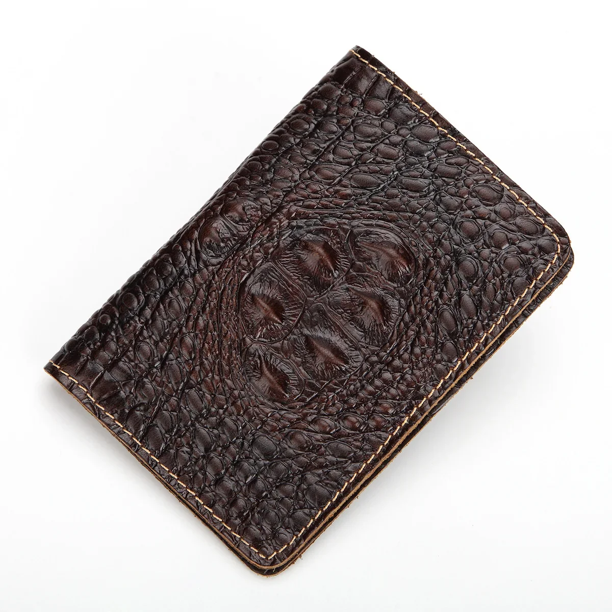 

Crazy Horse Cowhide Credit/ID Card Holder Passport Embossed Retro Mini Money Genuine Leather Women Men Short Wallet Clip Purse