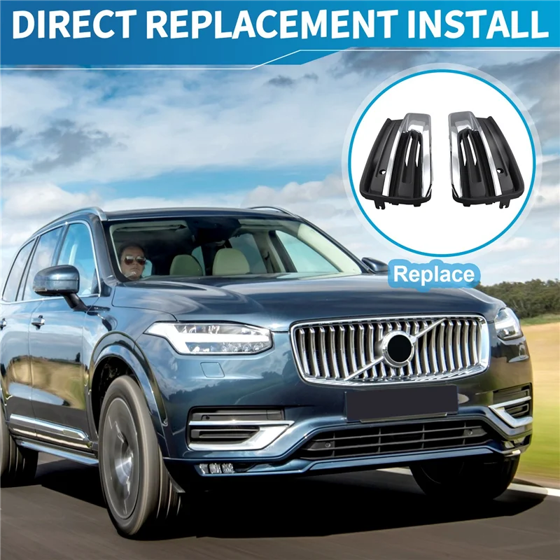 

L10A 1Pair Front Lower Bumper Grilles Trim Chrome Cover Bezel31663515 31663514 For Volvo XC90 2019-2022 31663539 31663540