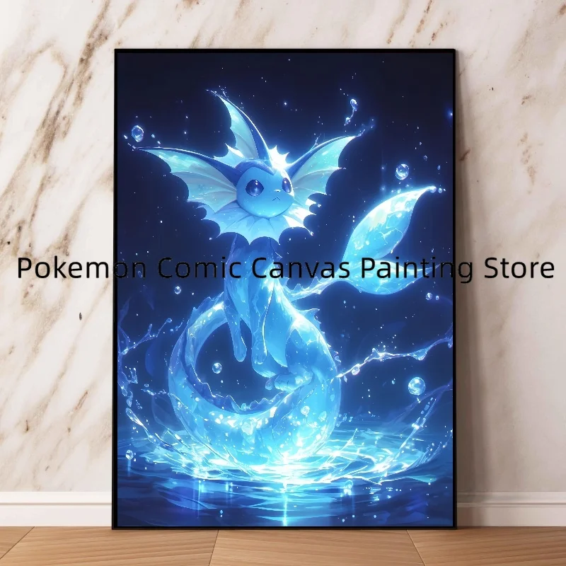 Anime Pokemon Canvas Paintings for Kids Interconnected Posters and Prints Wall Art Pictures Home Decor Eevee Vaporeon Tile Gifts