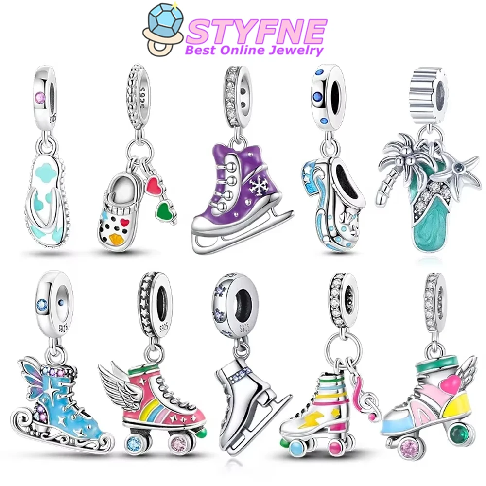 

Exquisite Original Sterling Silver 925 Women DIY Bracelet Jewelry Gift Charms Beads Figure Skate Charms Running Sneaker Beads