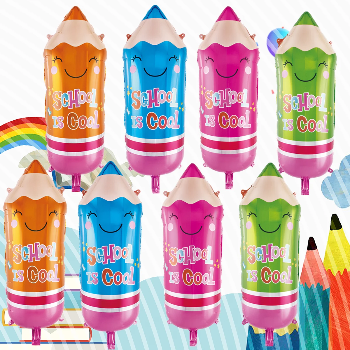 4/8 Stück 73 cm Schulanfang Bleistift Folienballons Schulanfang Dekoration Klassenzimmer Dekor