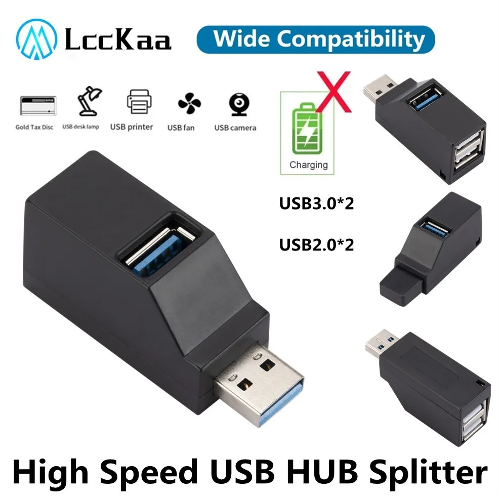 High Speed USB 3.0 2.0 HUB Adapter Extender Mini Splitter Box 1 to 3 Ports High Speed USB 2.0 For PC Laptop U Disk Card Reader