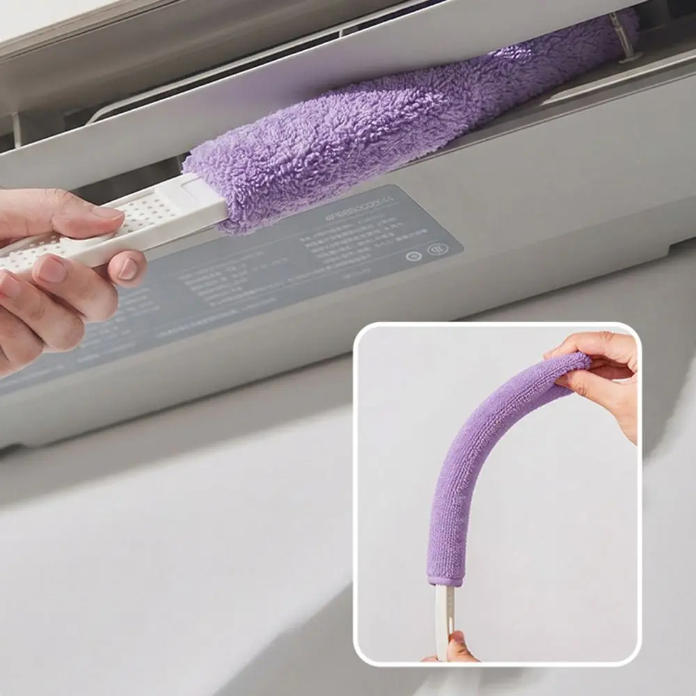 Microfiber Air Conditioner Cleaning Brush Detachable Dual Head Crevice Duster Hanging Storage Static Adsorption