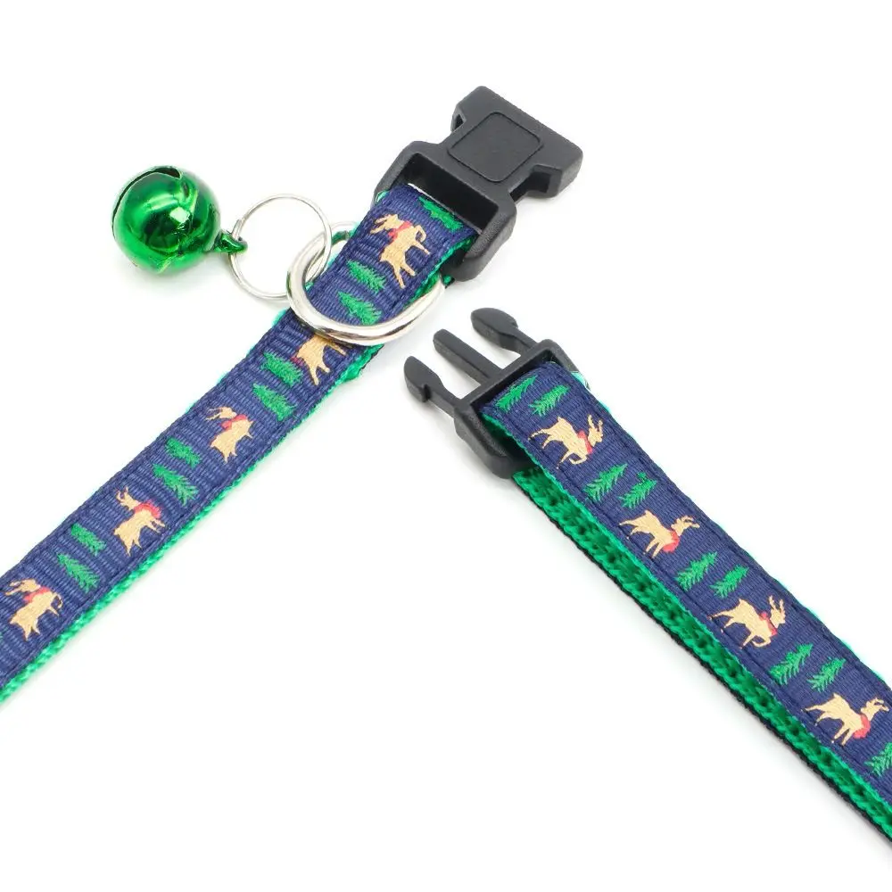 con campana Collar navideño para gatos Patrón de copo de nieve/encaje y ciervo Collar navideño de polipropileno para mascotas ajustable Blanco/Verde/Rojo