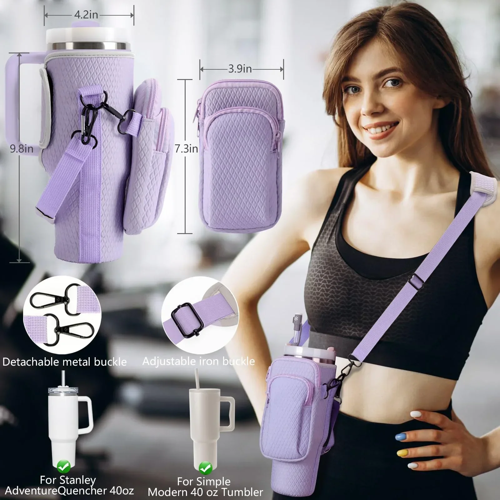 Suitable for Stanley Ice Cup Handbag with Metal Buckle Insulated Cup Holder Portable Storage Bag Fitness Accessories