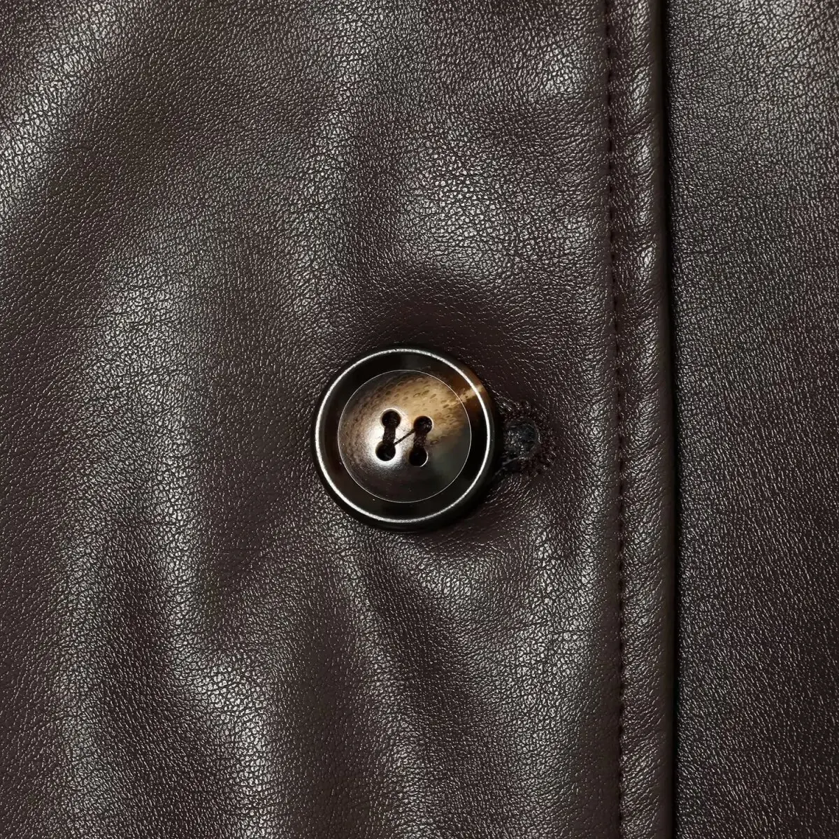 Leather Effect Padded Shoulder Jacket with Belt Windbreaker Style Outerwear Short Length Long Sleeve Women's Coat