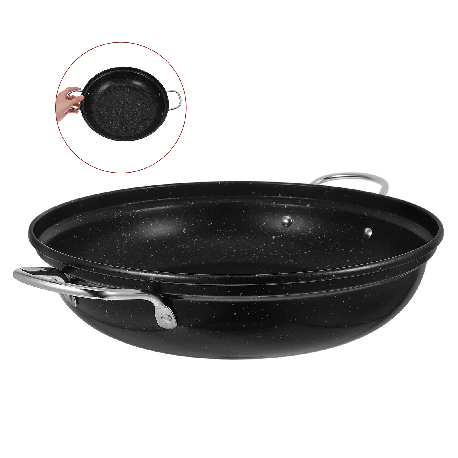 Large Capacity Shallow Soup Hot Pot Steel Pans for Cooking Ramen Small Pots Home Wok Korean