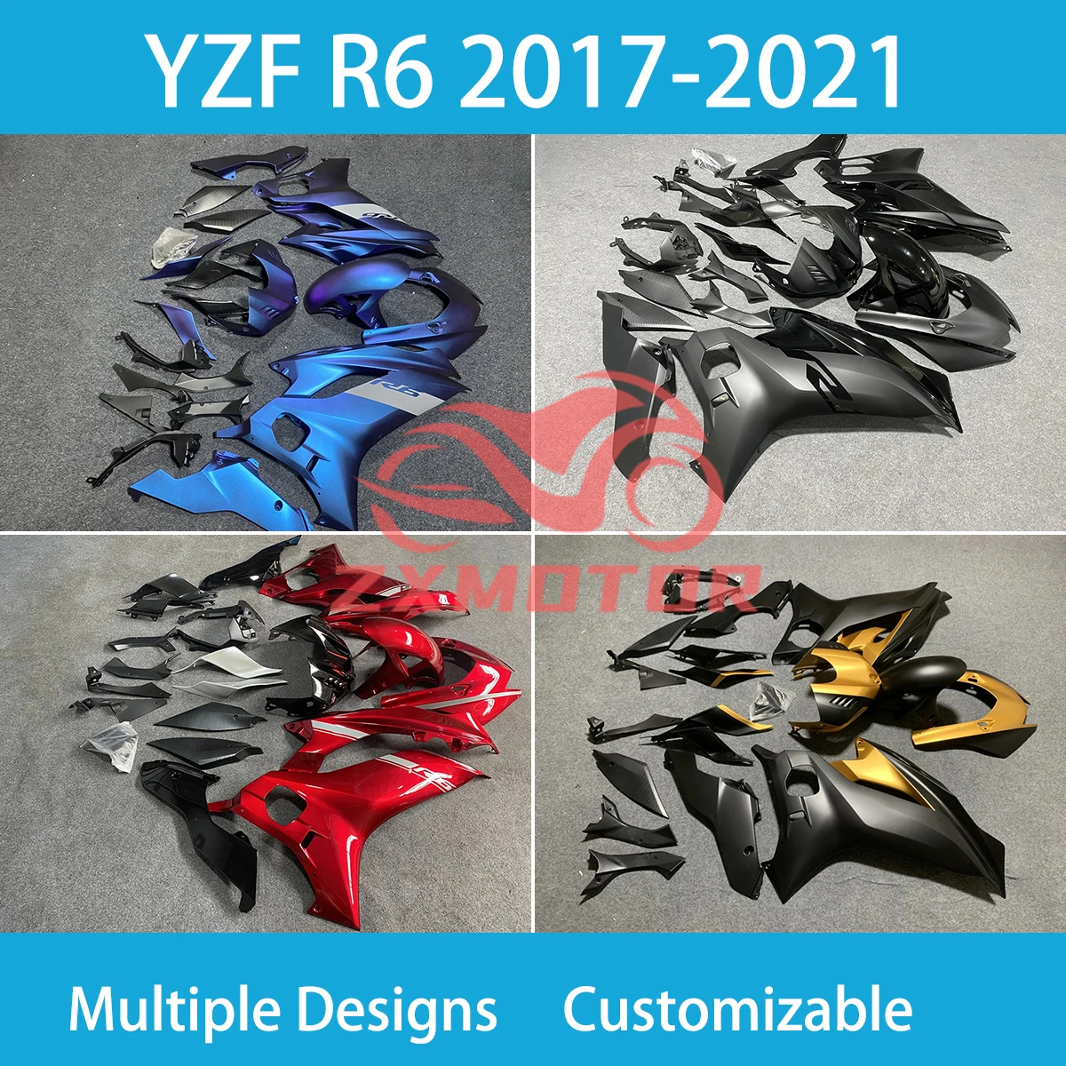 Injection Fairing Kit YZF R6 2017 2018 2019 2020 2021 Motorcycle Body Parts Set Fairings for YAMAHA YZFR6 17 18 19 20 21