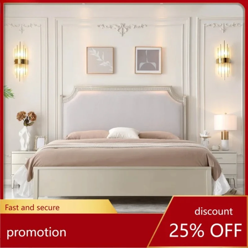 Solid Wood 1.8m Master Bedroom Large Bed Light Luxury Midsummer Bedroom 1.5m Princess Simple Wedding Bed
