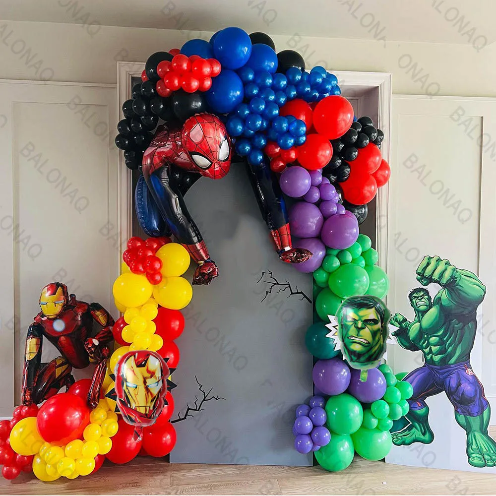 1Set Spiderman Iron Man The Hulk Foil Balloon Set Birthday Number Balloons Birthday Party Decor Supplies Children\'s Gifts