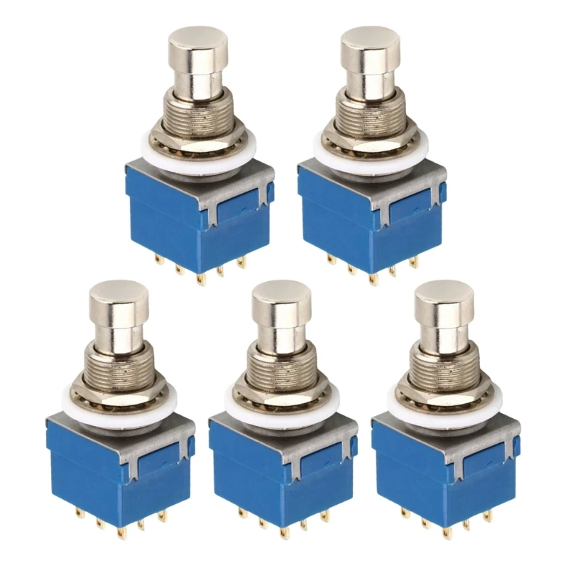 5Pcs Electric Guitar Effect Pedal 3PDT Footswitch Replacement 9 Pin Latching Stomps Push Button Foot True Bypass