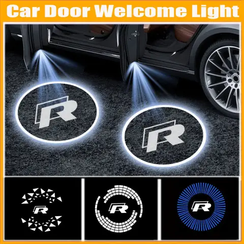 2Pcs LED Car Styling Door Welcome Light Projector Lamp for VOLKSWAGEN VW Rline Emblem Golf Tiguan POLO BORA Passat Jetta Touareg
