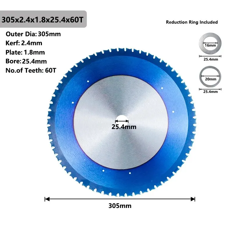 Lama per sega per taglio metalli XCAN lama per sega circolare da 180-305mm per il taglio di alluminio ferro acciaio lama per sega in metallo duro