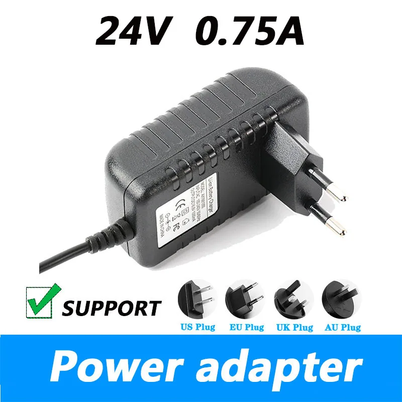 

24V 0.75A Power Adapter 24V 750MA Universal Regulated Power Cord DC 4.0*1.7MM EU plug US plug