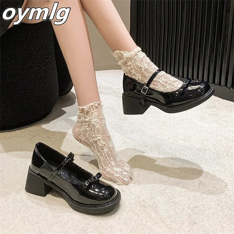 

2023 Spring and Autumn New Thick Sole Thick Heel Fashion Women's Single Shoe Fashion Round Toe Small Leather Shoes