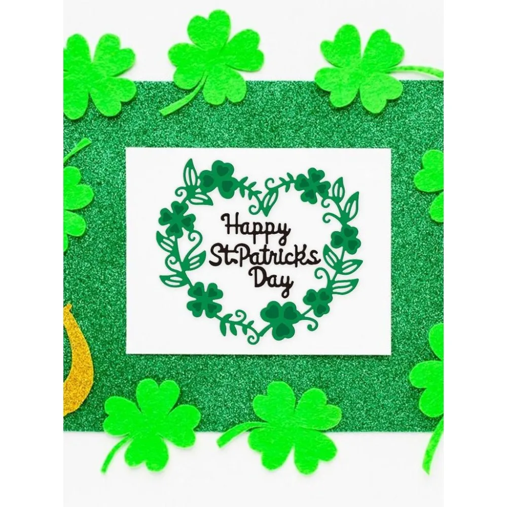 1Pc Wreath Clovers Word Cutting Dies Shamrock Carbon Steel Cutting Dies Stencils Scrapbooking Template for DIY Scrapbooking