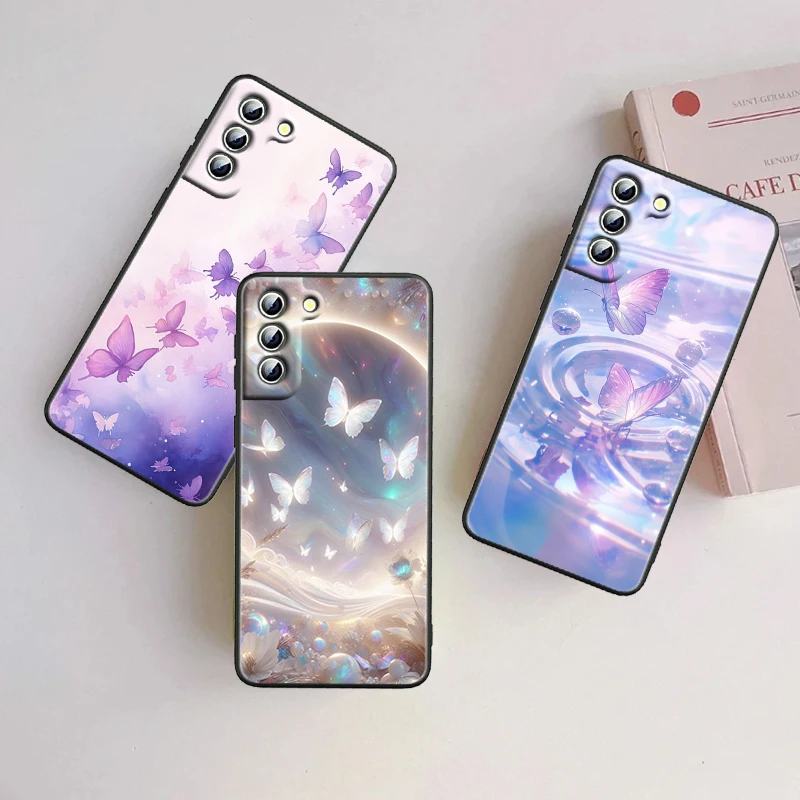 Butterfly Fashion Fantasy For Samsung Galaxy S24 S23 S22 S21 S20 FE S10 S10E Plus Ultra Pro Lite 5G Black TPU Phone Case