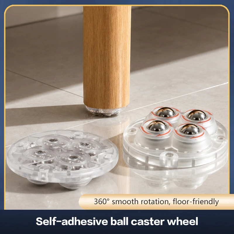 Adhesive Swivel Caster Wheels For Furniture Table Coffee Table Heavy Duty Silent No Drill Ball Bearing Nylon Mini Movers