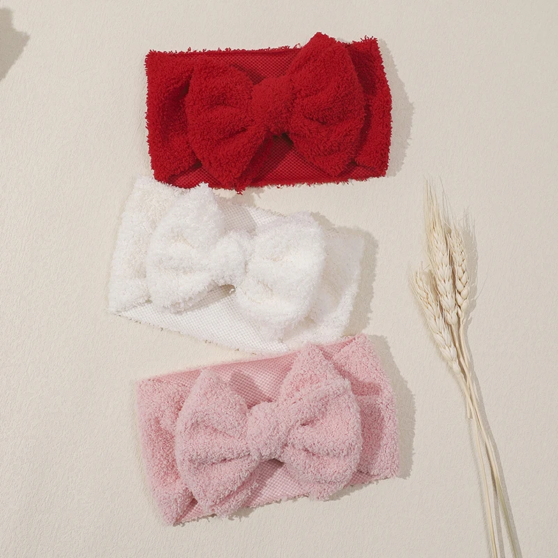 

3Pcs/set Solid Teddy Velvet Bowknot Headband for Newborn Baby Girl Hair Accessories Kids Cute Bow Hair Band Fashion Headwear