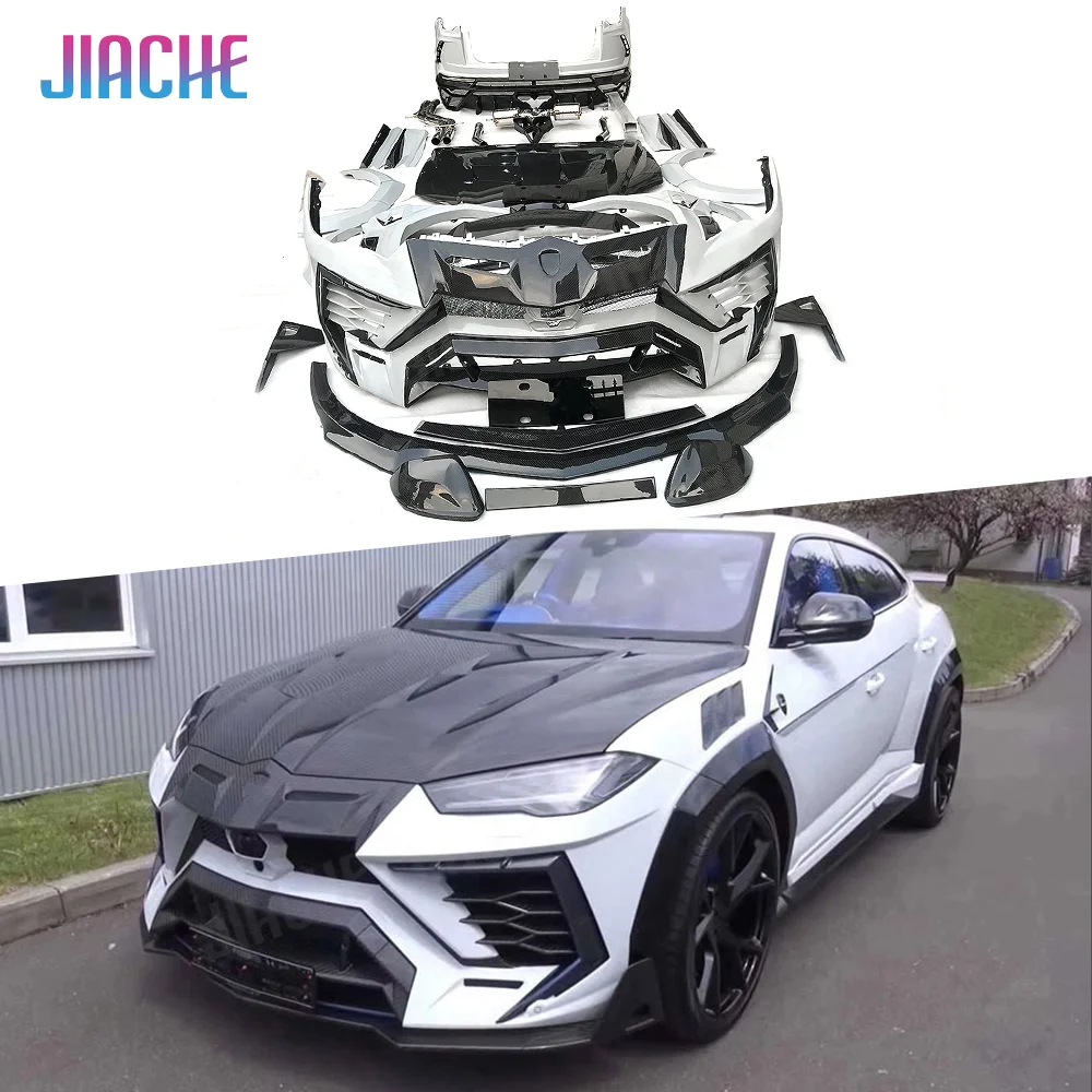 Dry Carbon Fiber Front Bumper Lip Rear Diffuser Side Skirts Fender Trims Protect Engine Hood Case For Lamborghini Urus Body Kit