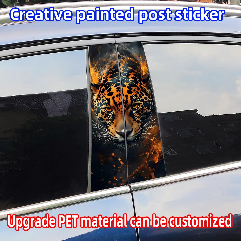 

Cool Leopard Car Stickers Auto B-pillar Waterproof Sunscreen Vinyl Decal Auto Center Column Cover Scratches Decor Accessories