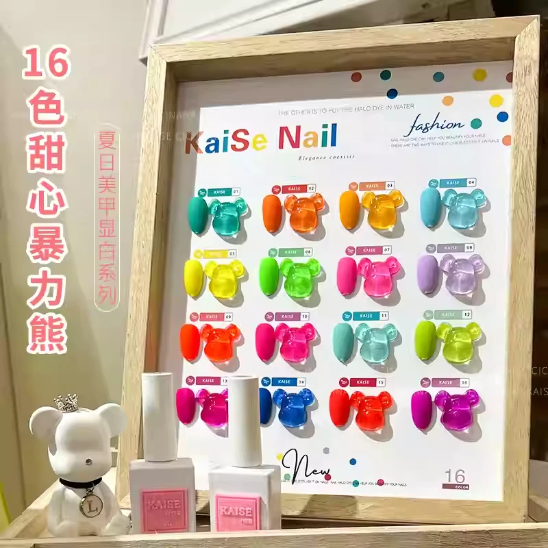 KAISE Multicolor 16 colors Macaron Nail gel set Nail salon 2024 New Hot sale Non-toxic UV gel Fashion Nail art kit Wholesale