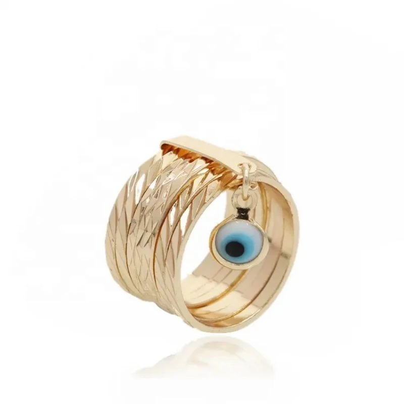 Luck 2024 18k Gold Plated Custom Classic Style Oro Laminado Devil Eye Pendant Ring for Girls High Quality Hen Party