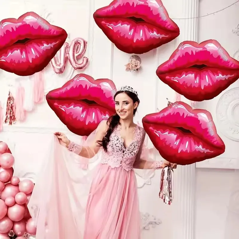 5 Stück rote Lippen Ballon große Lippen und Lippenstift Aluminiumfolie Ballon Hochzeit, Valentinstag, Vorschlag, Jubiläumsdekoration