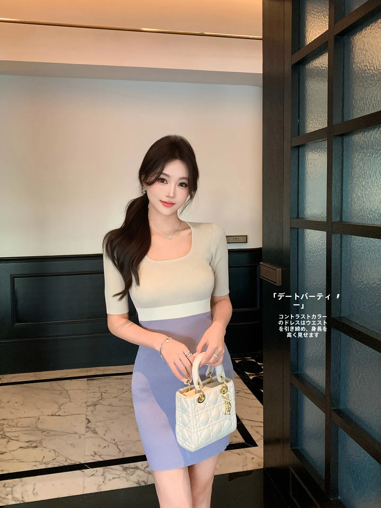 

Женское трикотажное платье Lin Guan с коротким рукавом в нежном корейском стиле, с завышенной талией, облегающее, короткое, с U-образным вырезом, для города и повседневной носки