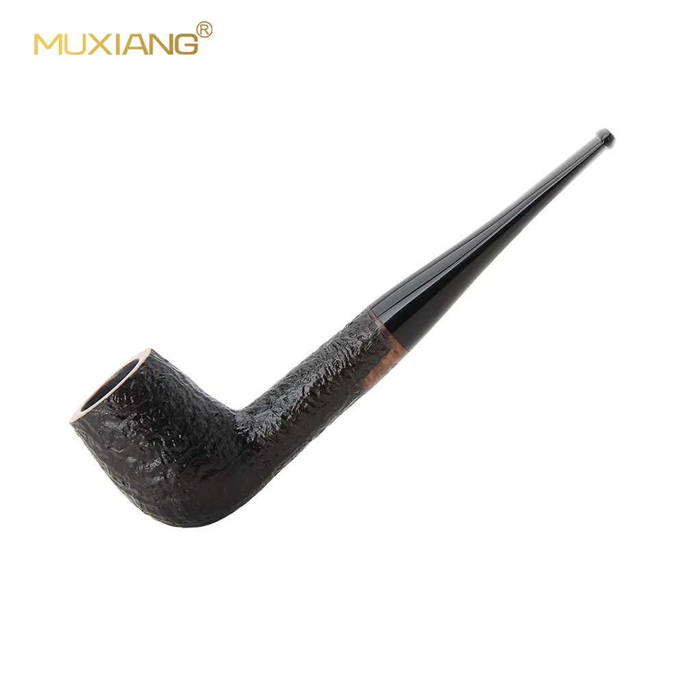 

Briar Burl Smoking Pipe Black Handmade Straight Briarwood Pipe Sandblasting Tobacco Pipe For 9mm Filter Element Send Clean Tool
