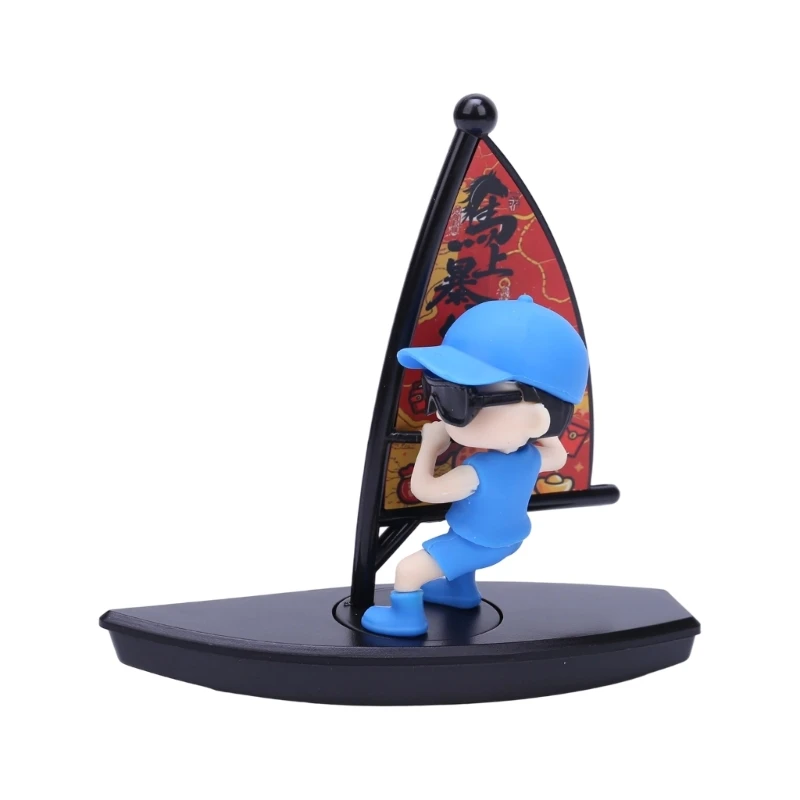 Sailing Boat Car Dashboard Decoration with Detailed Base, Sail and Character Figure, Scent Insert for Cabin Accent