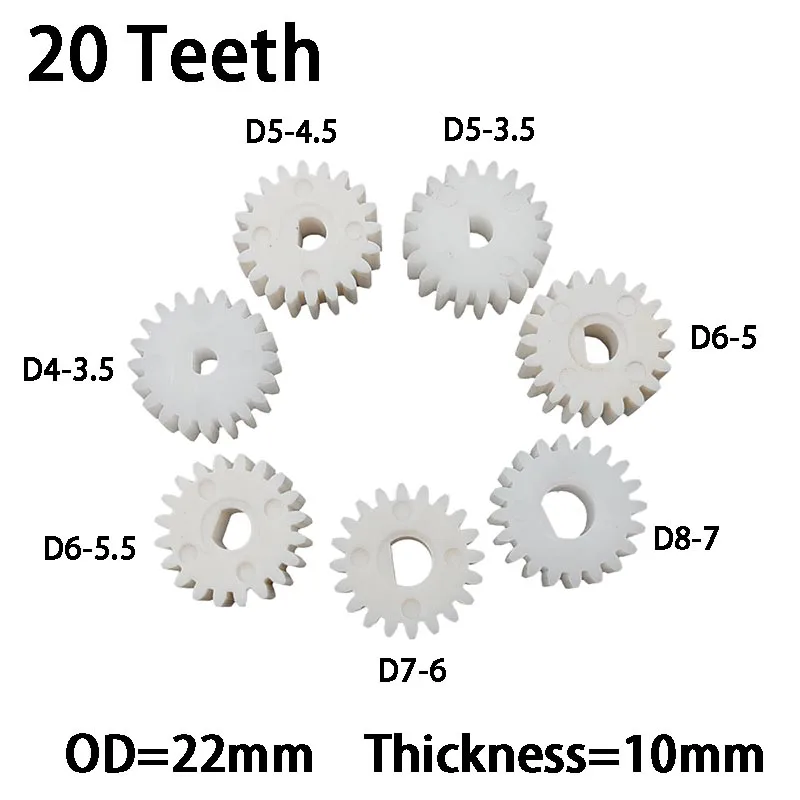 D Shape Profiled Hole 20T 1M Spur Gear 20 Dentes OD=22mm POM Plastic Cog-wheel DIY Repair Parts