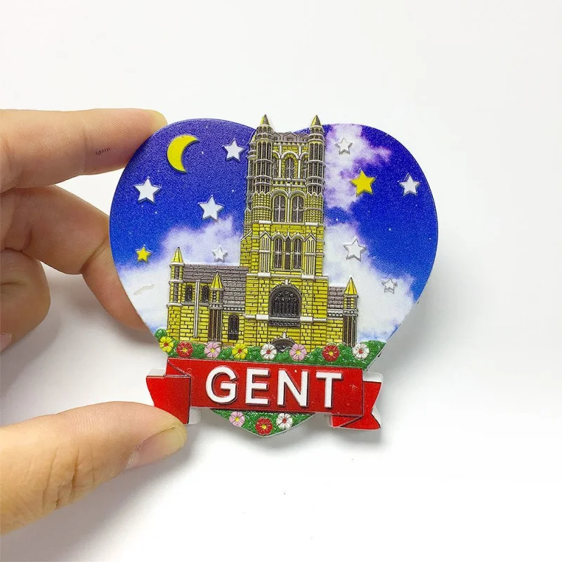 

Belgium Ghent Saint Nicholas Church 3D Resin Fridge Magnet Cute Magnets Home Decor Items Room Decoration